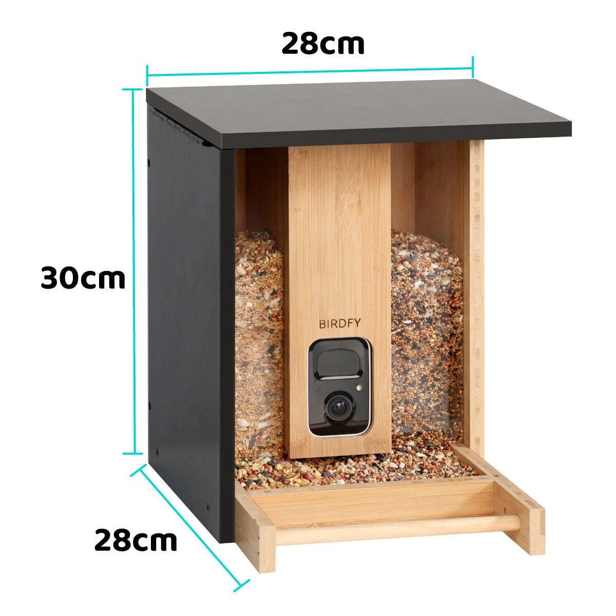 Birdfy Bamboo bird feeder with camera and solar panel, imported from the UK