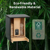 Birdfy Bamboo bird feeder with camera and solar panel, imported from the UK