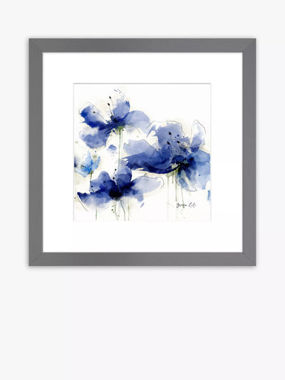 John Lewis John Lewis Green Lili 'Indigo Blooms I' Impression encadrée & cadre, 33,5 x 33,5 cm, bleu
