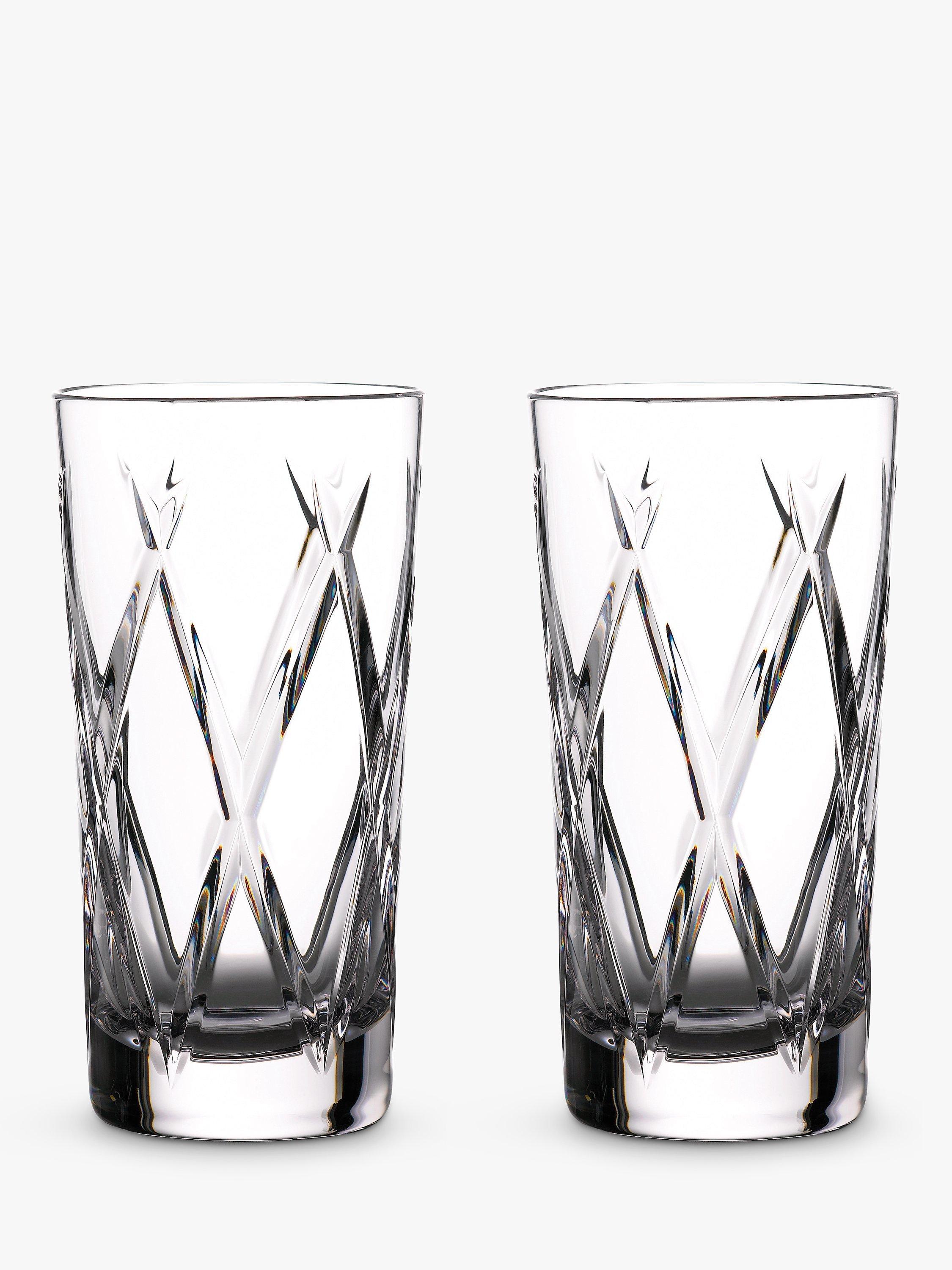 Waterford crystal highball glasses with cut pattern, set of two 400ml glasses (British brand)