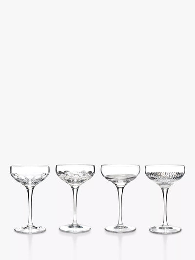 John Lewis Krystallskåret Glass Små Coupe Glass, Sett med 4, 120ml- Kjøp online på McGrocer