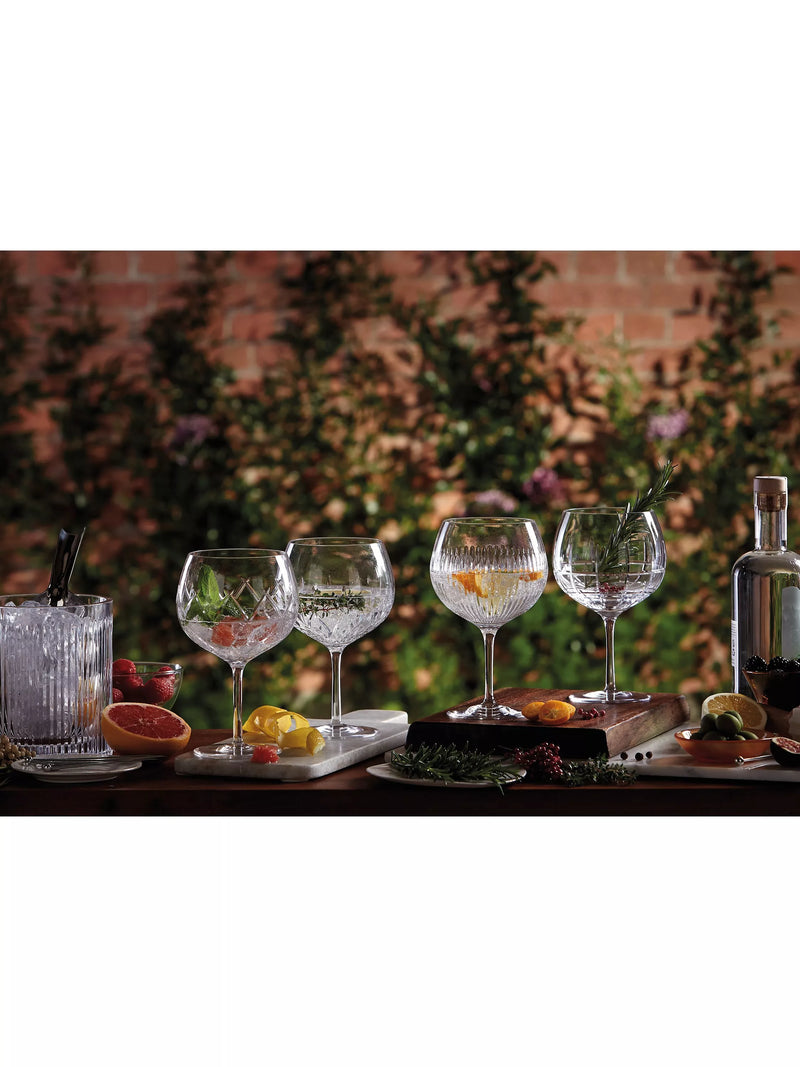 Waterford balloon gin glass set of 2 with Cluin cut pattern, 550ml (British brand)