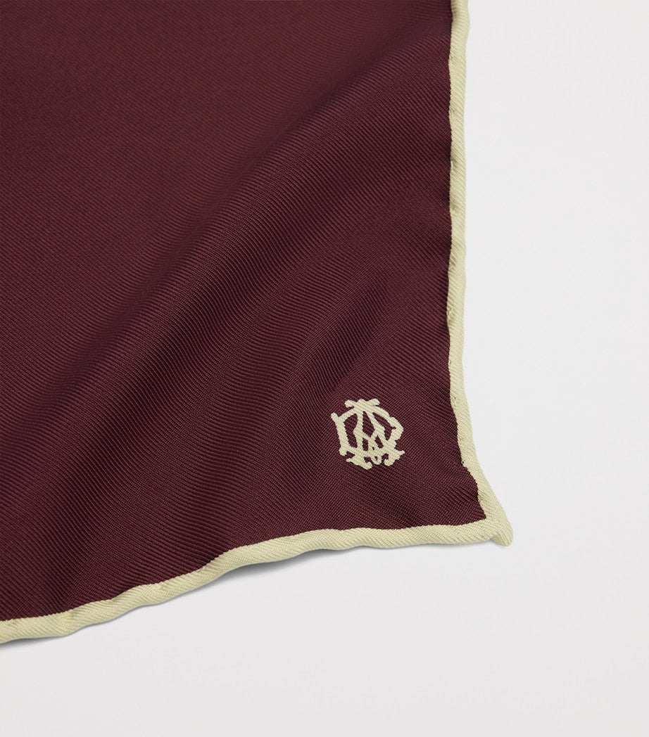 Dunhill mulberry silk cypher logo pocket square, UK version