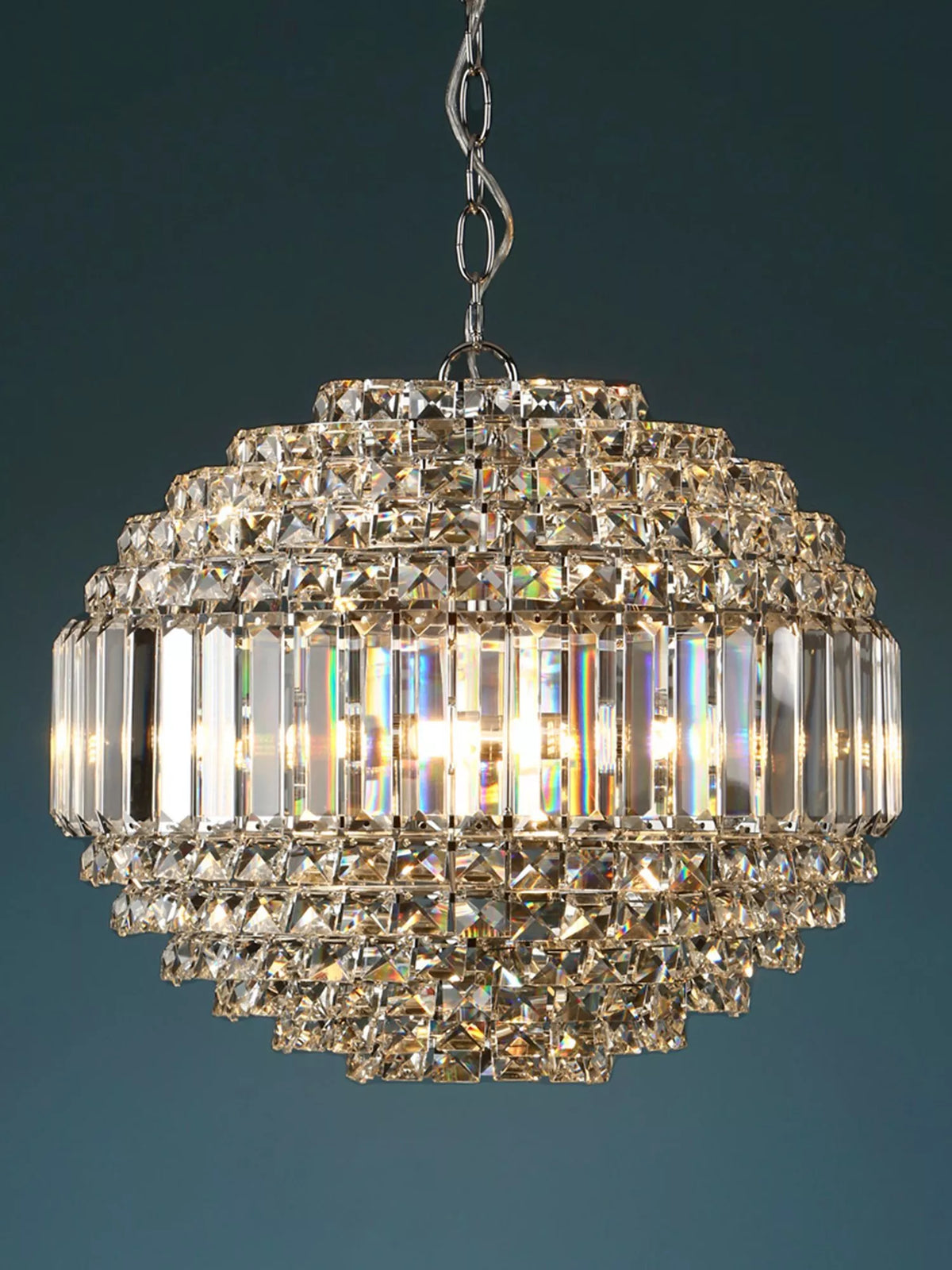 Laura Ashley ceiling light Vienna crystal globe polished chrome - British product