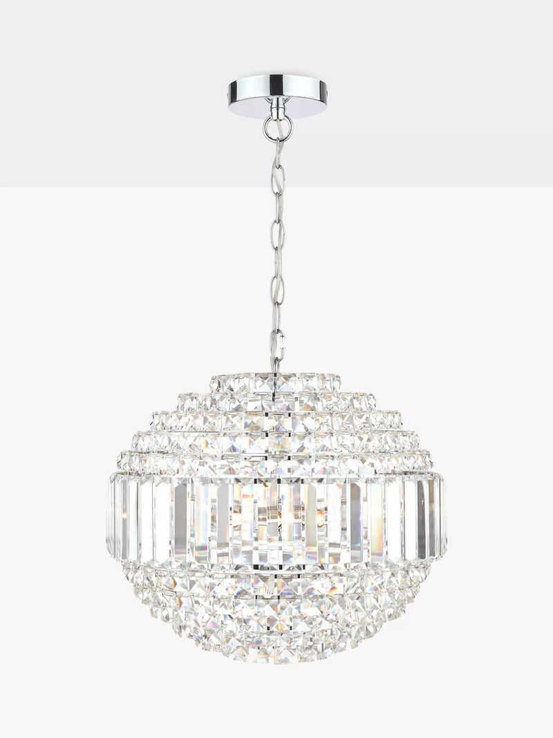 Laura Ashley ceiling light Vienna crystal globe polished chrome - British product