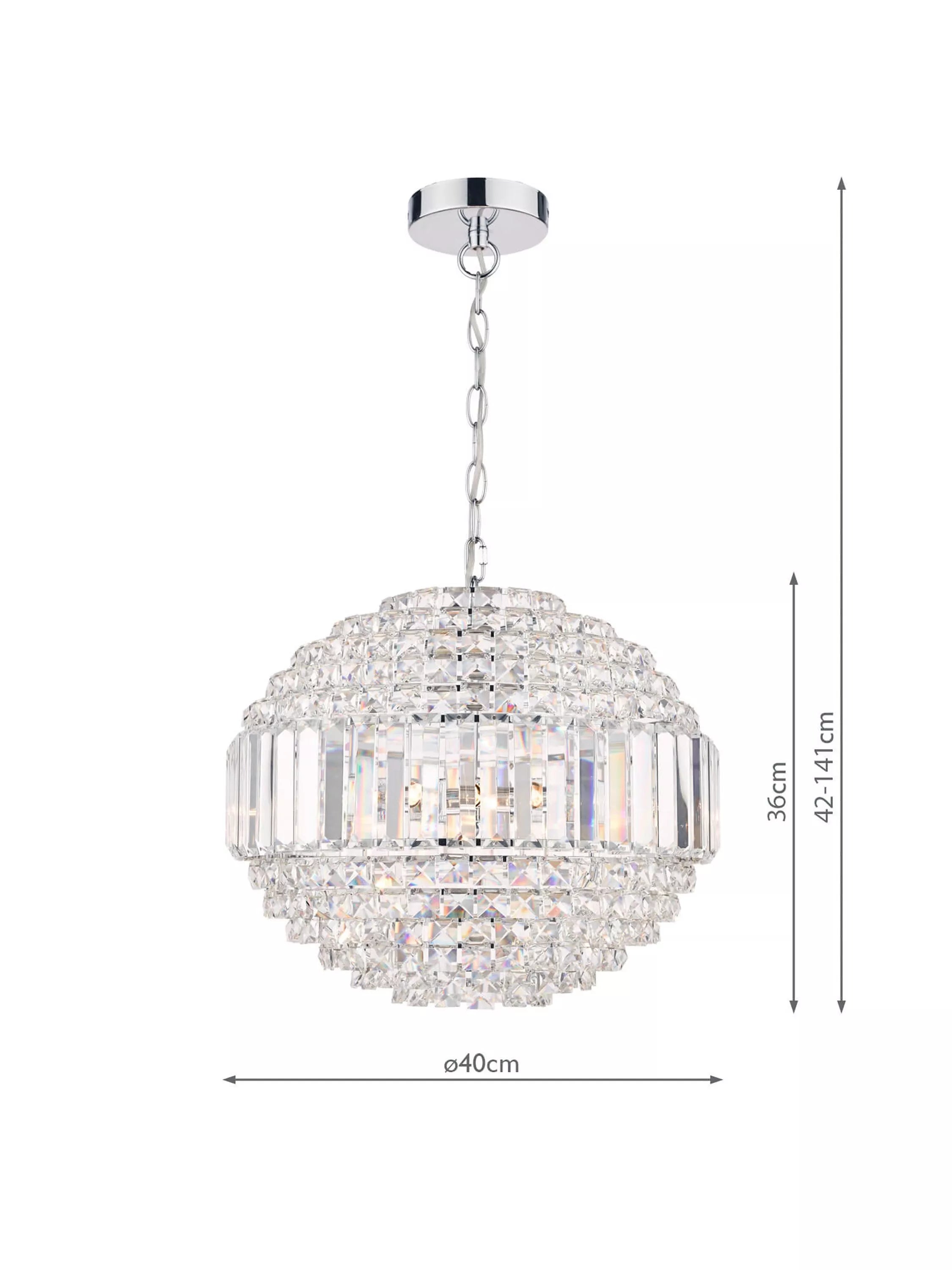 Laura Ashley ceiling light Vienna crystal globe polished chrome - British product