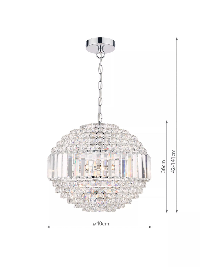 Laura Ashley ceiling light Vienna crystal globe polished chrome - British product