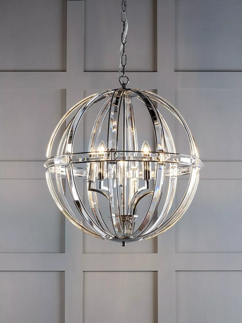 Laura Ashley crystal pendant light clear polished chrome, imported from the UK