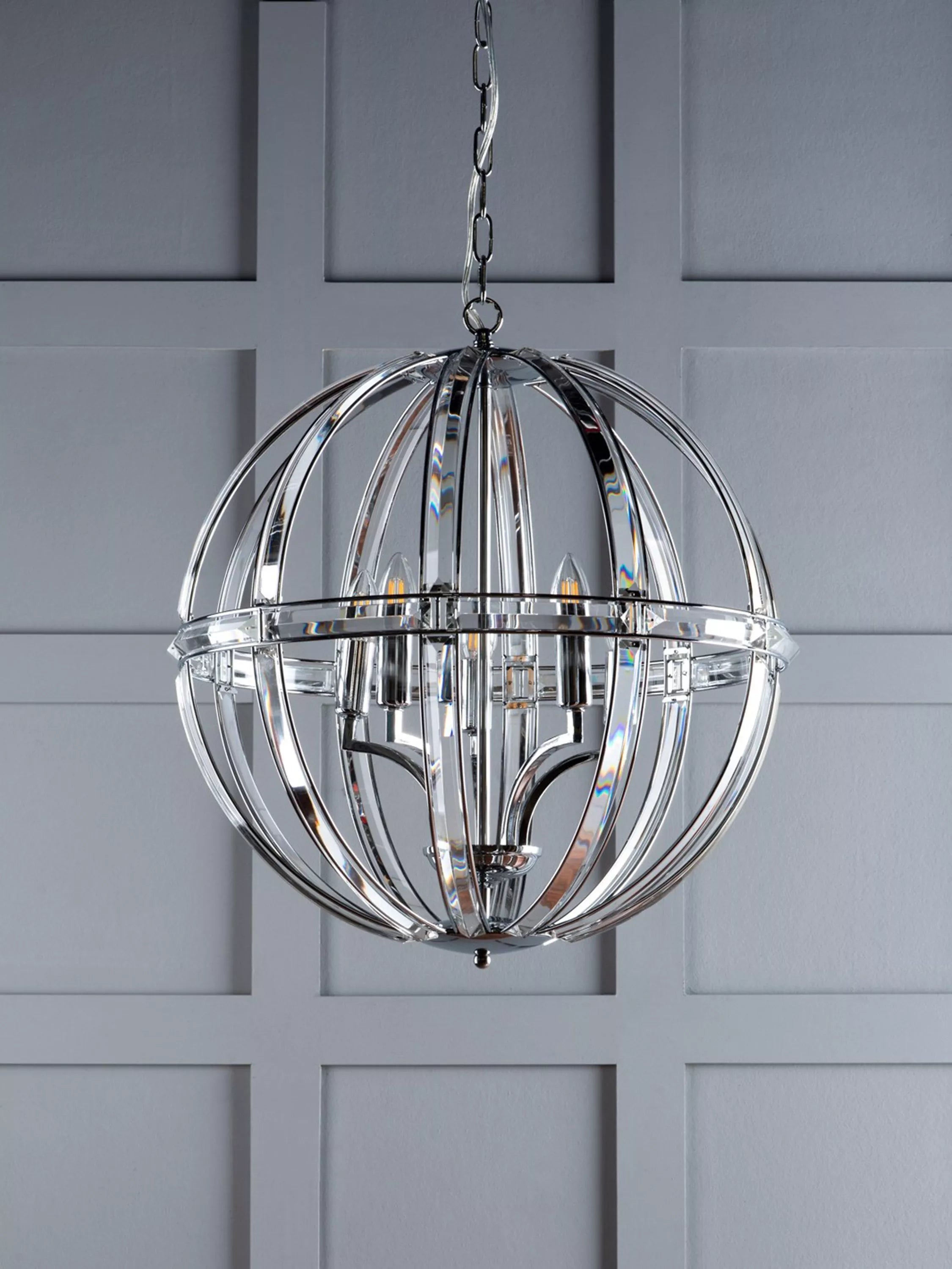 Laura Ashley crystal pendant light clear polished chrome, imported from the UK