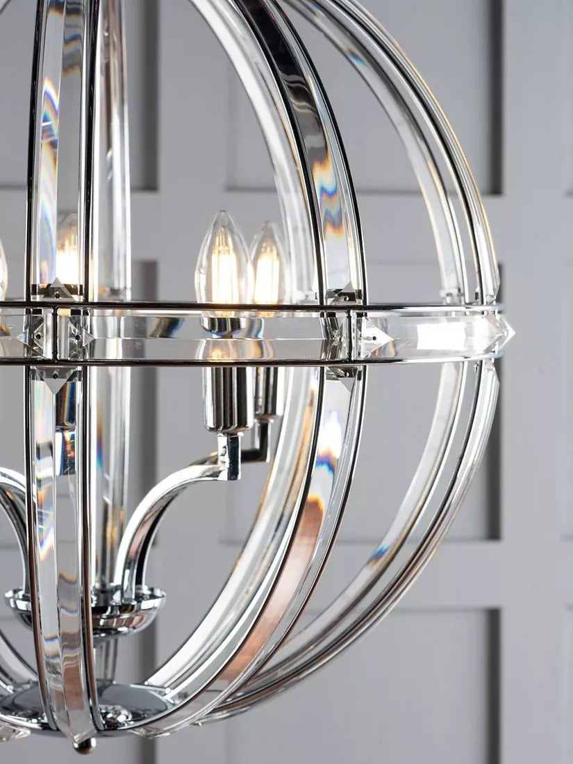 Laura Ashley crystal pendant light clear polished chrome, imported from the UK