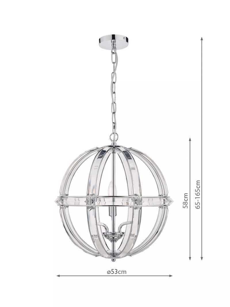Laura Ashley crystal pendant light clear polished chrome, imported from the UK