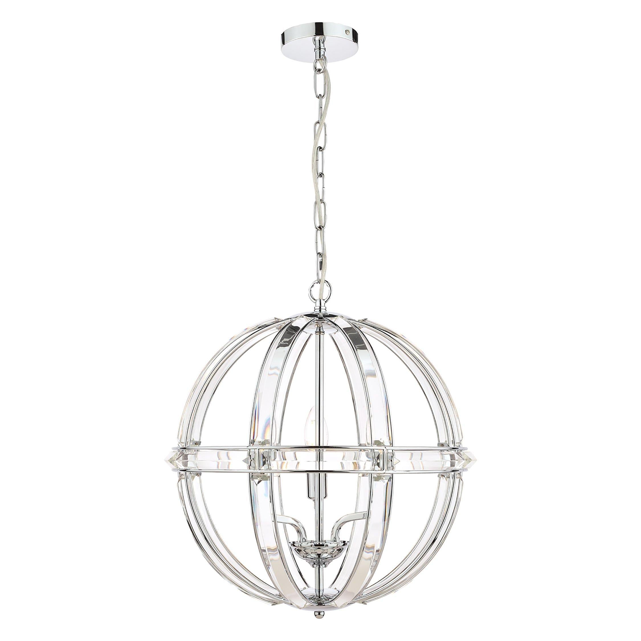 Laura Ashley crystal pendant light clear polished chrome, imported from the UK