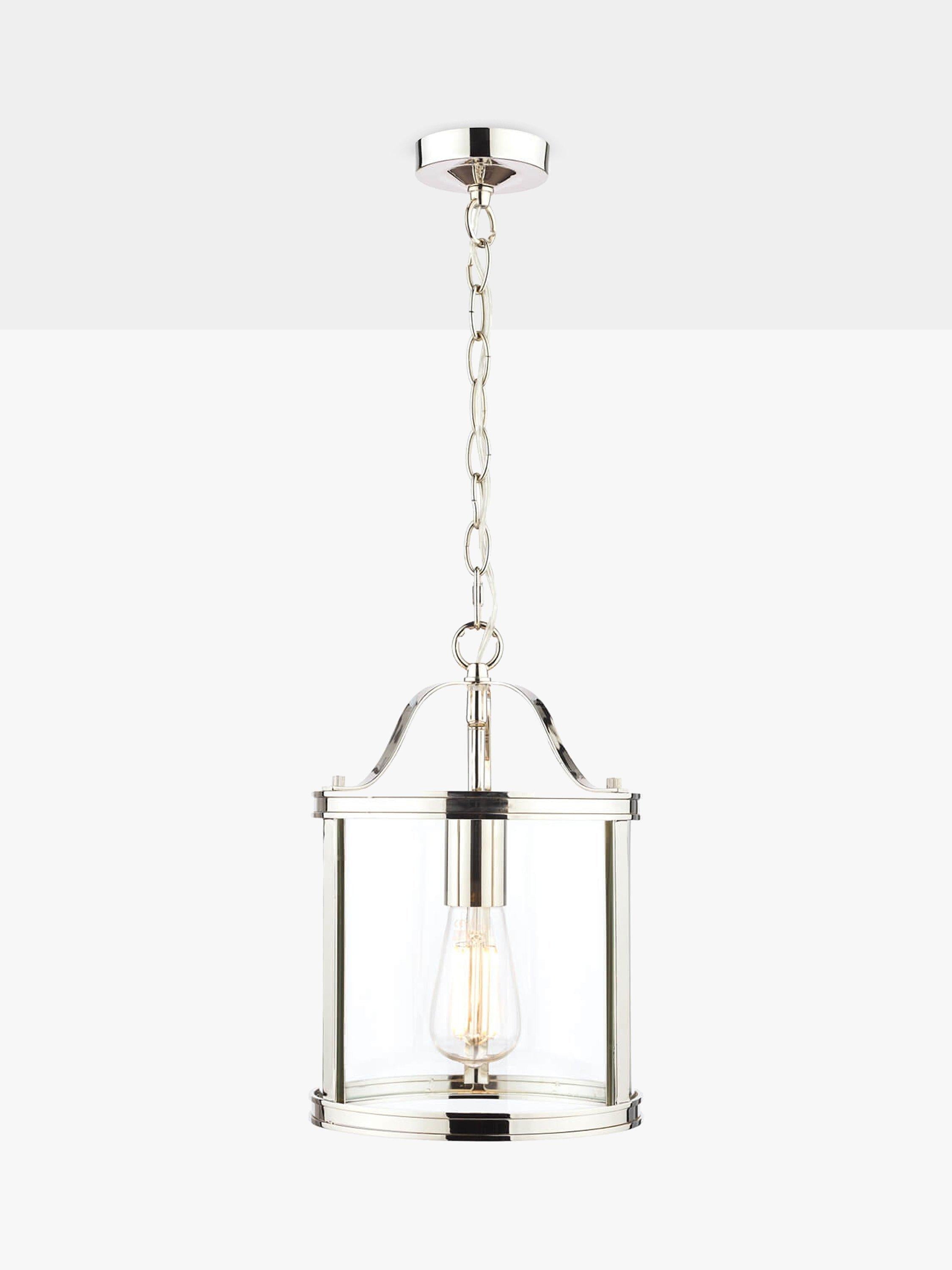 Laura Ashley Harrington glass ceiling pendant, polished nickel, imported from the UK