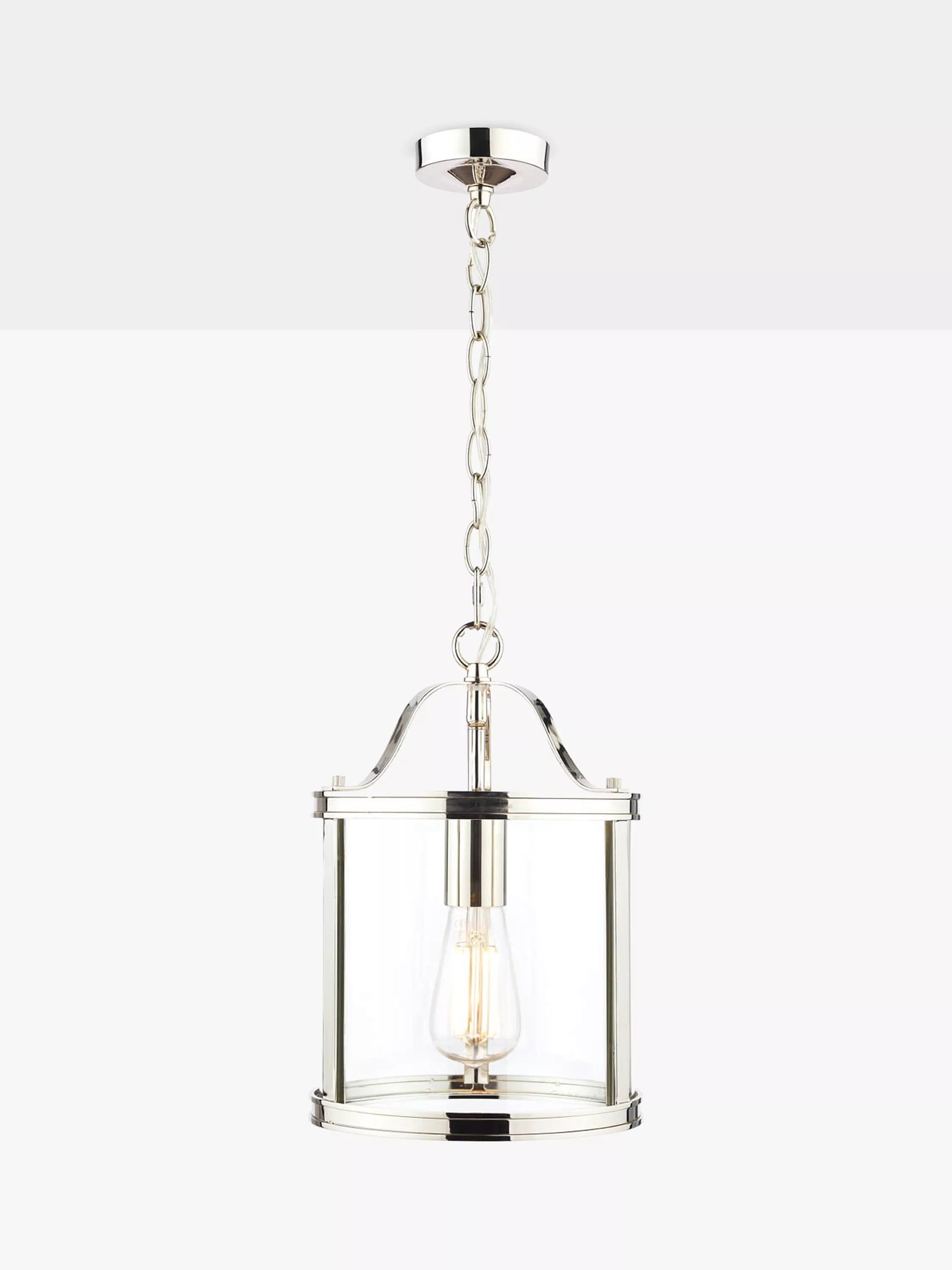 Laura Ashley Harrington glass ceiling pendant, polished nickel, imported from the UK