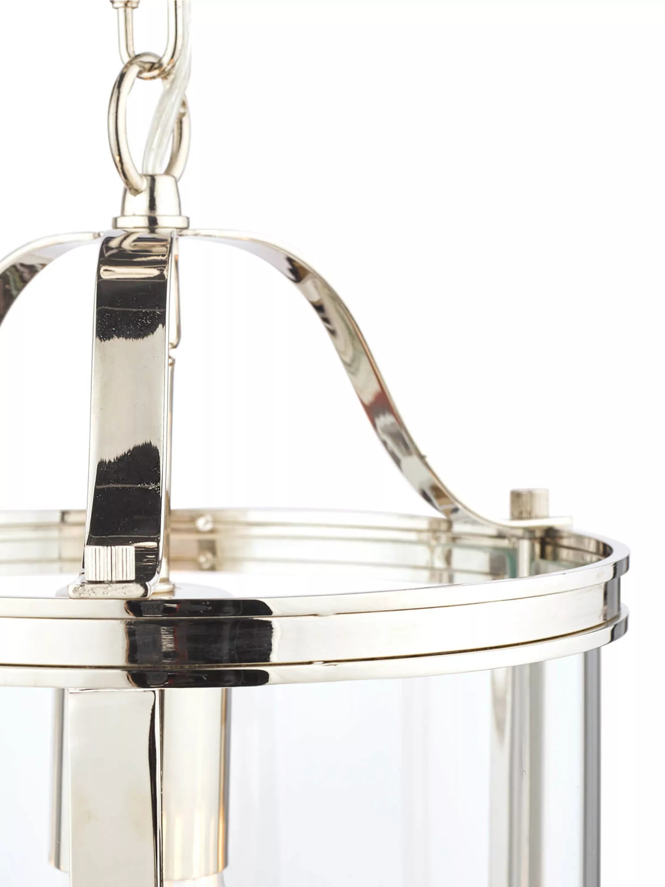 Laura Ashley Harrington glass ceiling pendant, polished nickel, imported from the UK