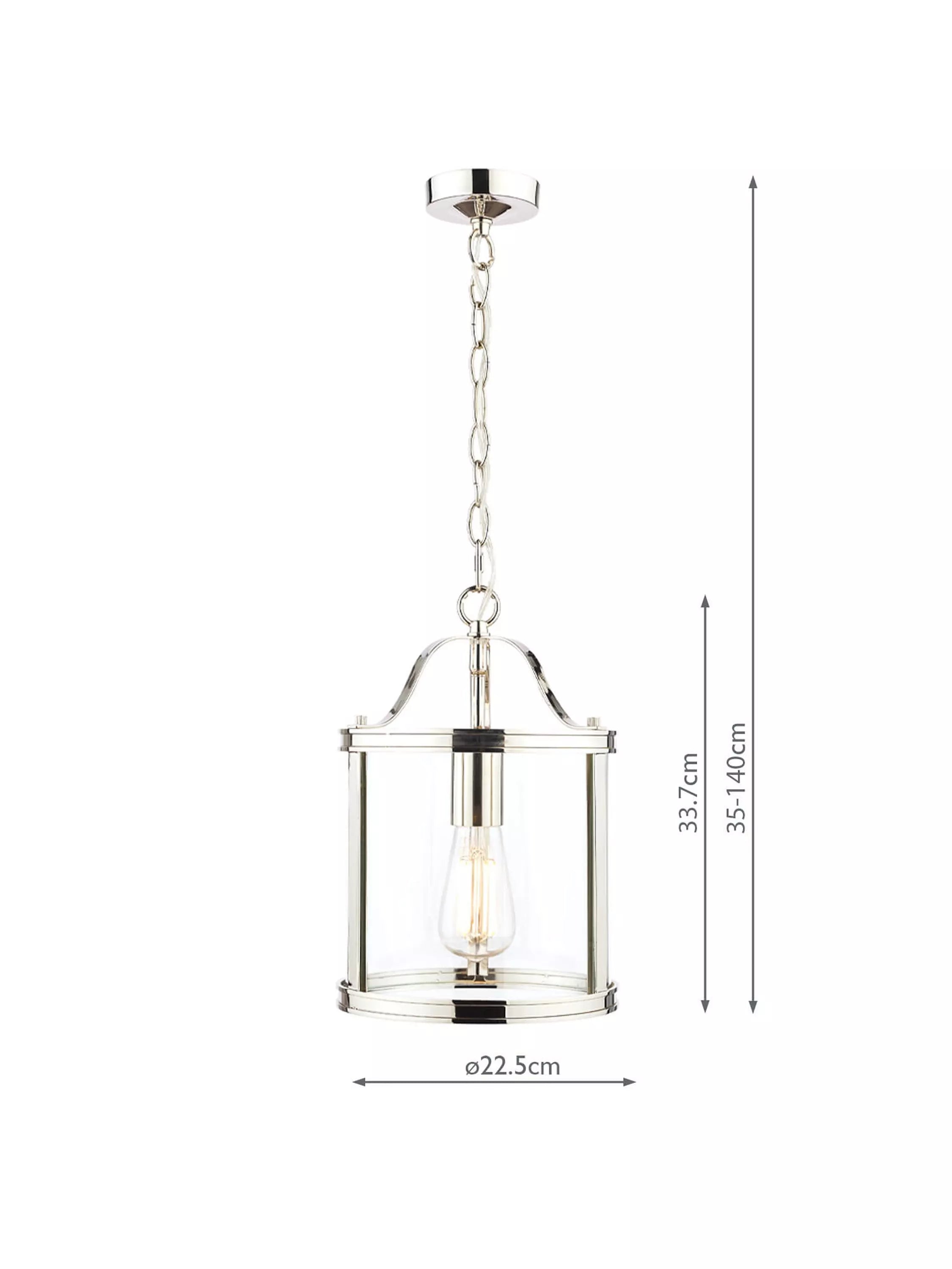 Laura Ashley Harrington glass ceiling pendant, polished nickel, imported from the UK