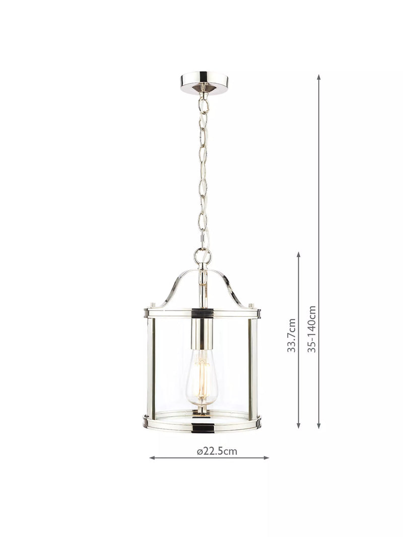 Laura Ashley Harrington glass ceiling pendant, polished nickel, imported from the UK