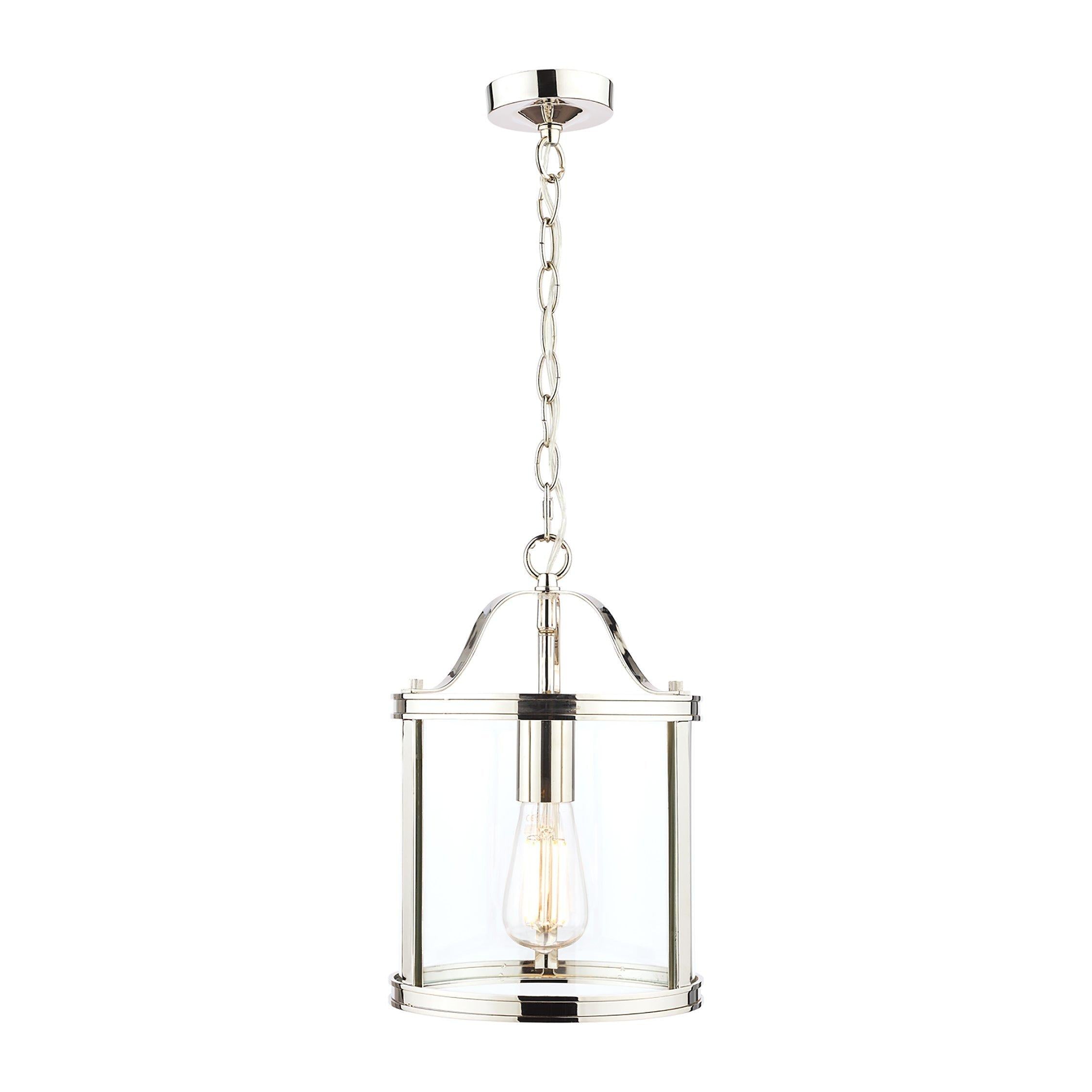 Laura Ashley Harrington glass ceiling pendant, polished nickel, imported from the UK