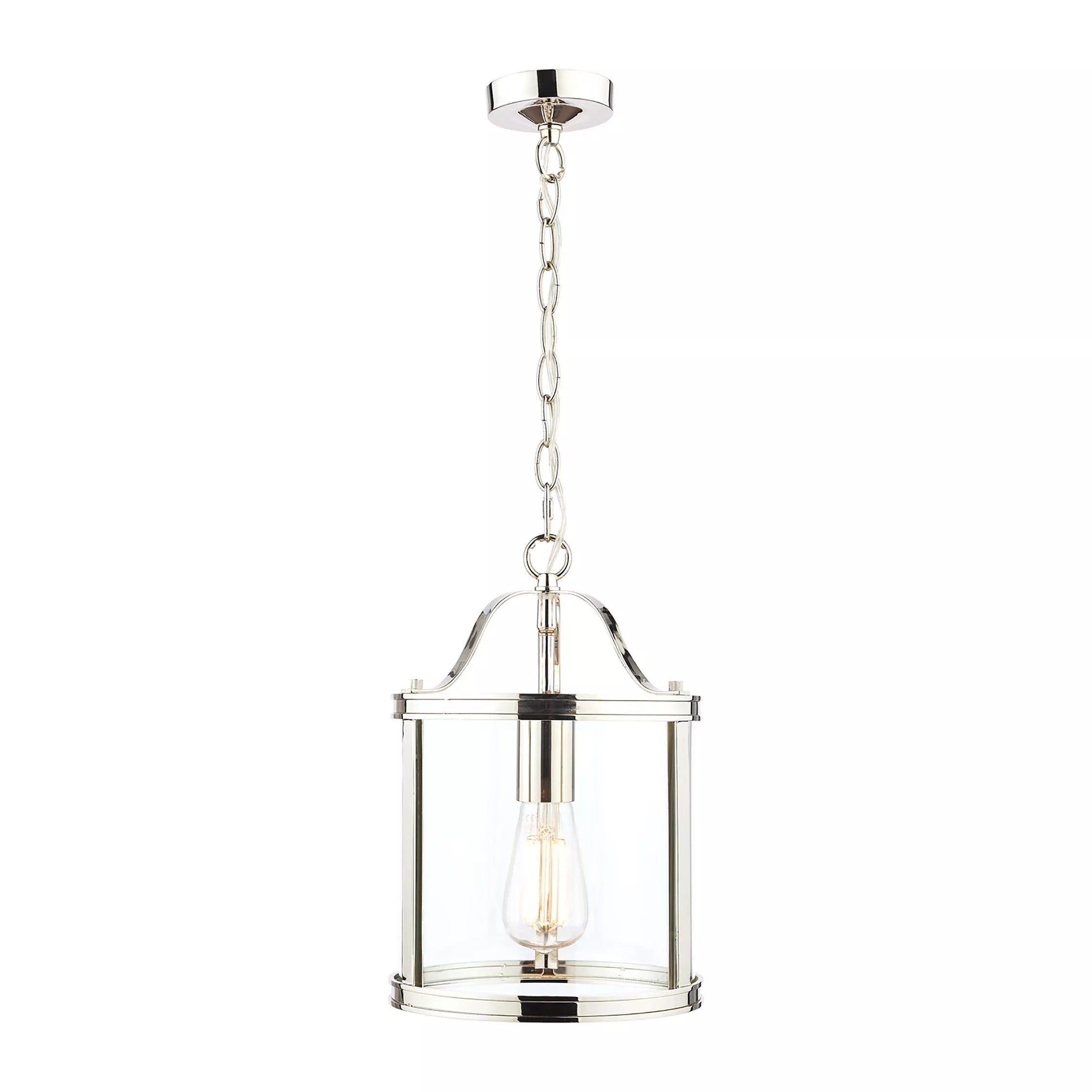 Laura Ashley Harrington glass ceiling pendant, polished nickel, imported from the UK