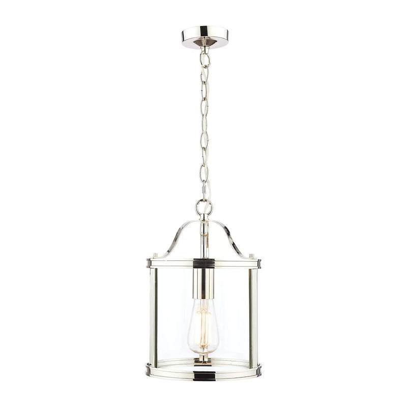 Laura Ashley Harrington glass ceiling pendant, polished nickel, imported from the UK