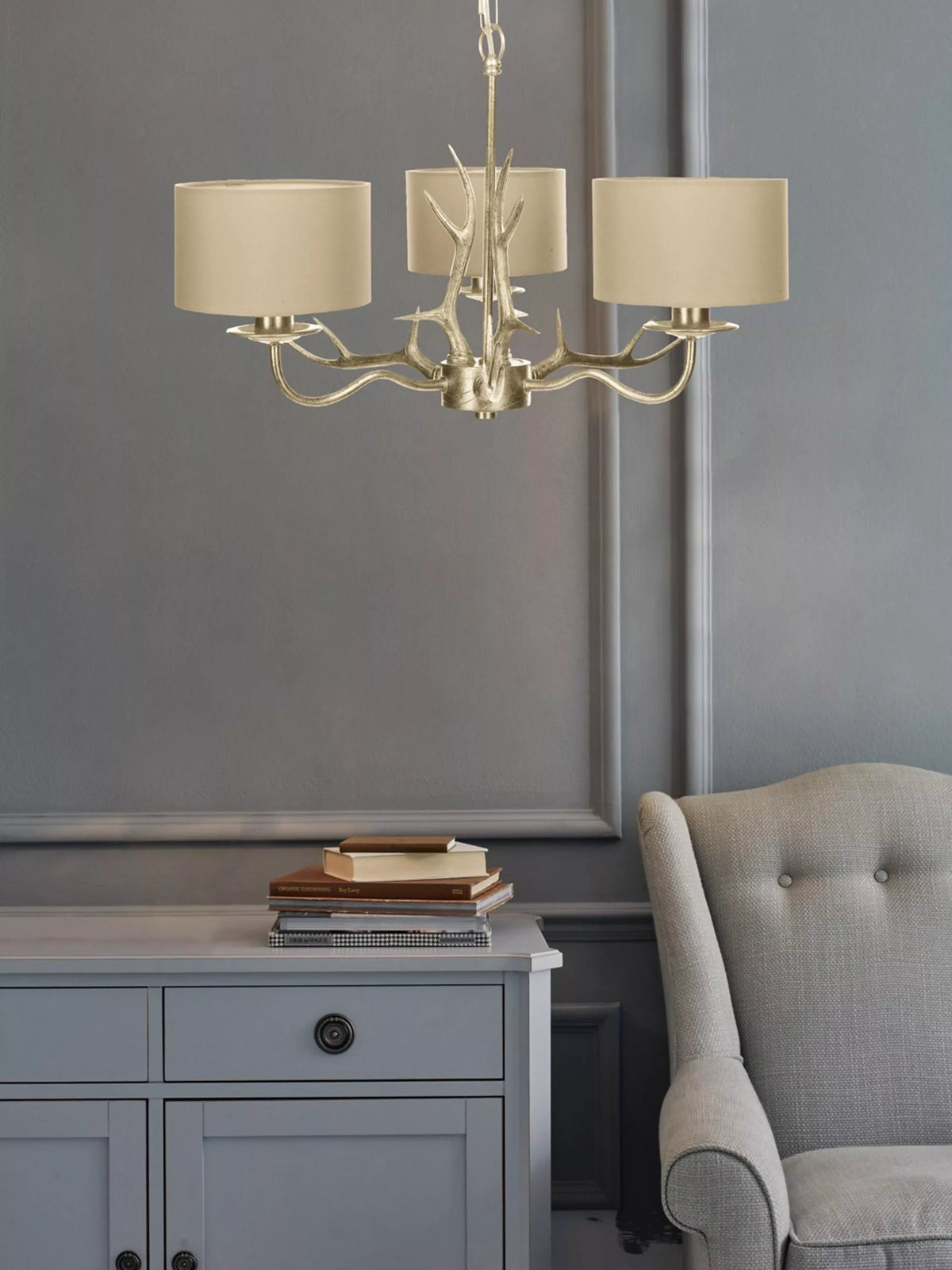 Laura Ashley chandelier 3-arm champagne ceiling light (British brand)