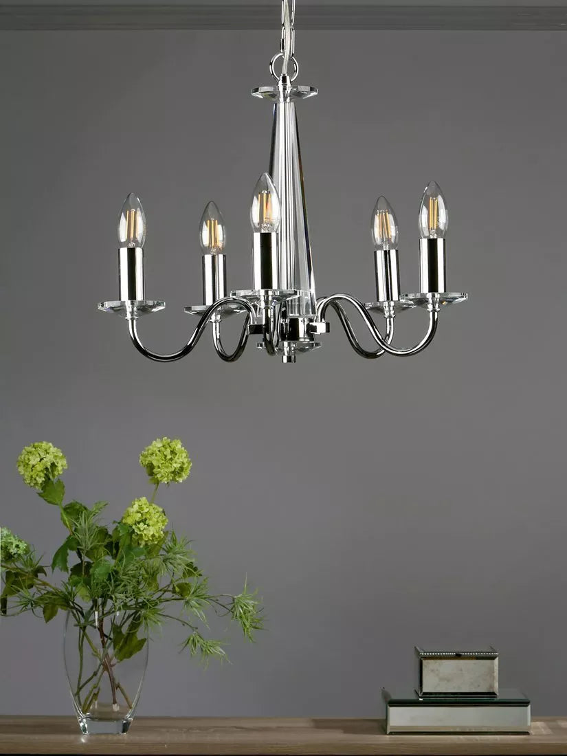 Laura Ashley Blake crystal ceiling light in clear and polished chrome, UK version