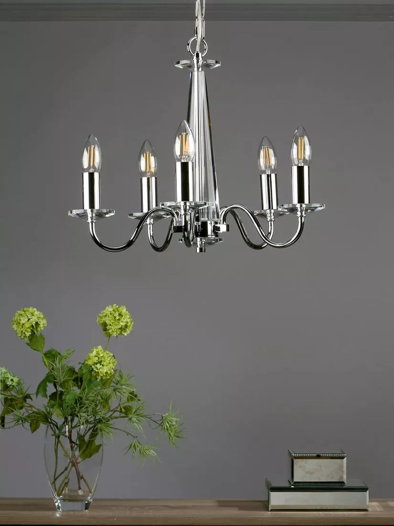 Laura Ashley Blake crystal ceiling light in clear and polished chrome, UK version