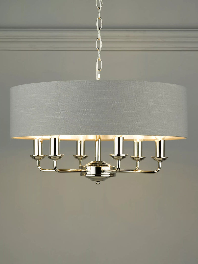 Laura Ashley Sorrento six-arm ceiling light with linen shade (British brand)