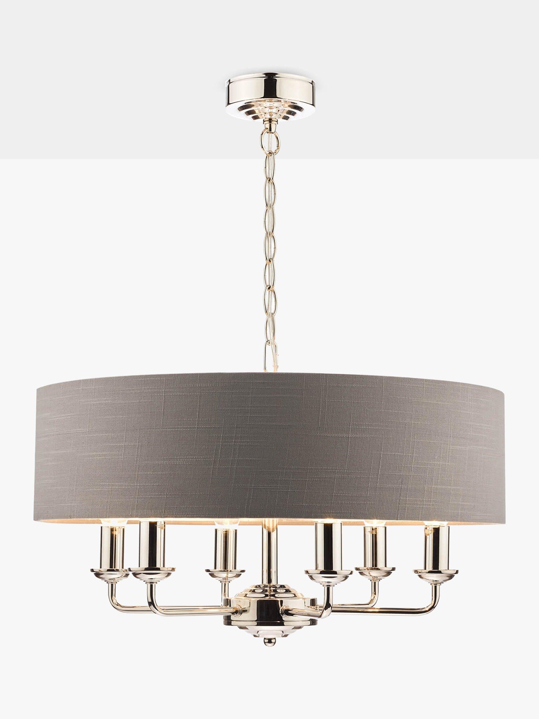 Laura Ashley Sorrento six-arm ceiling light with linen shade (British brand)