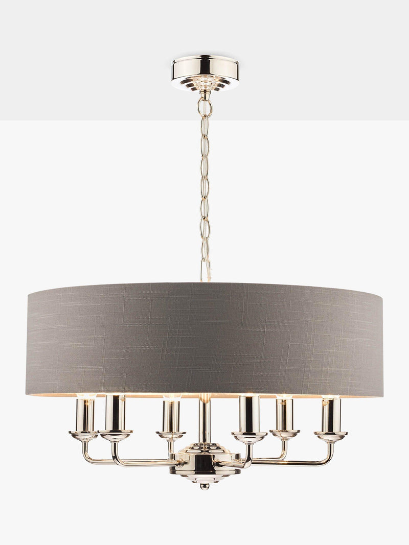 Laura Ashley Sorrento six-arm ceiling light with linen shade (British brand)