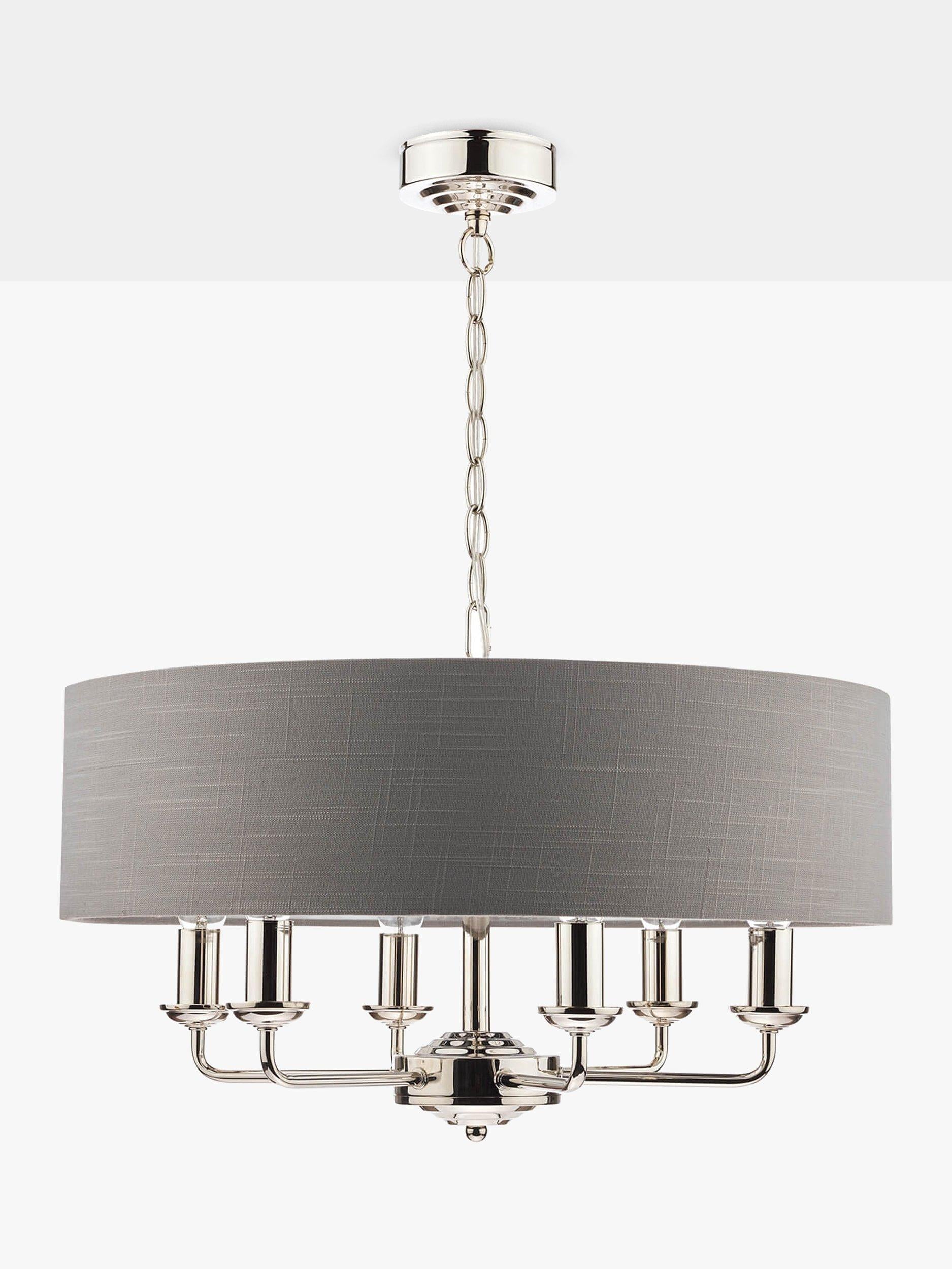 Laura Ashley Sorrento six-arm ceiling light with linen shade (British brand)