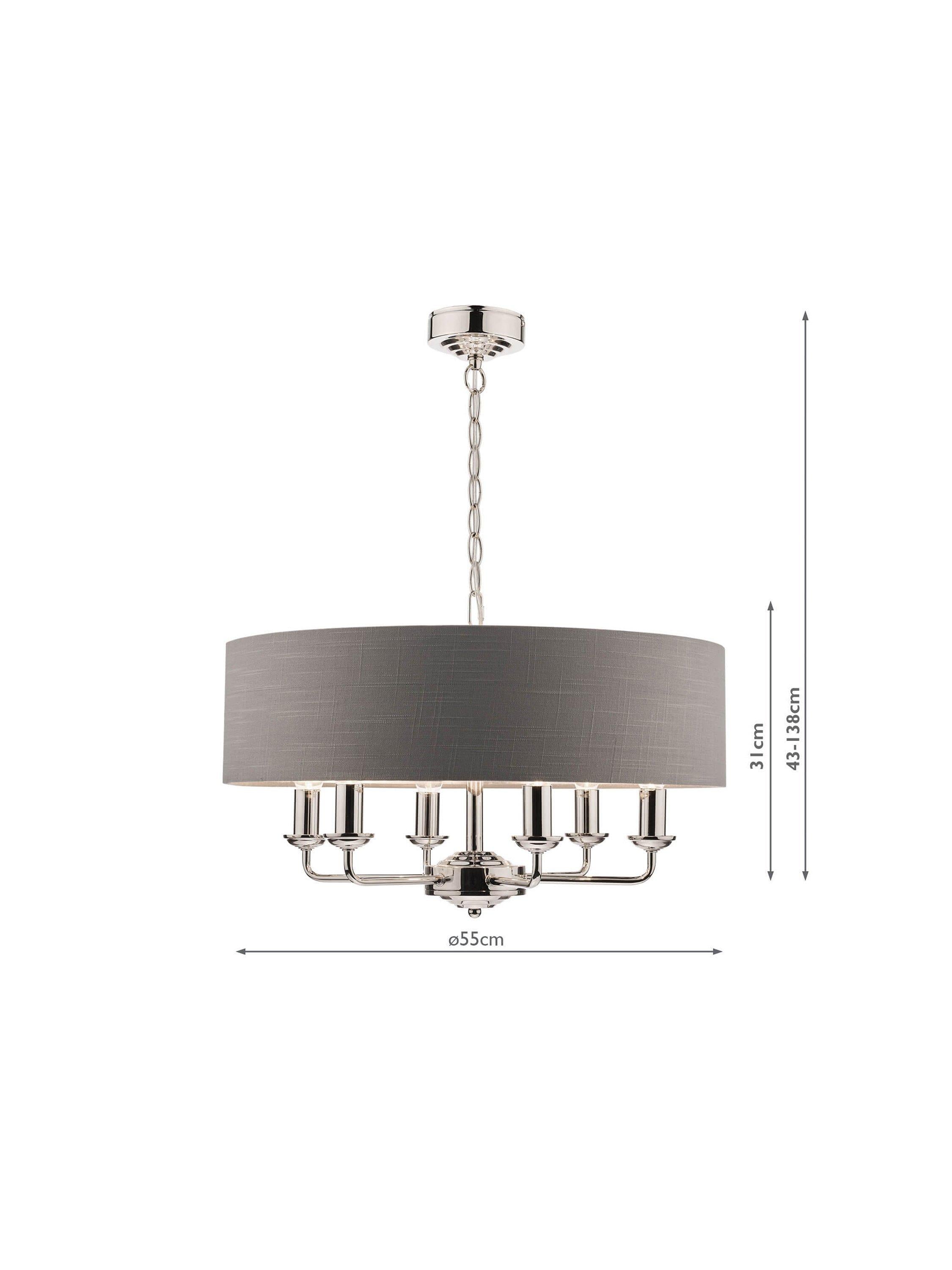 Laura Ashley Sorrento six-arm ceiling light with linen shade (British brand)