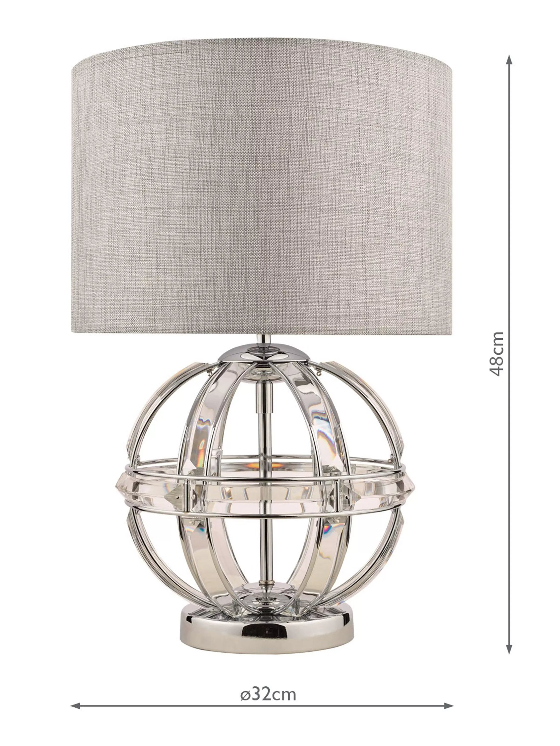 Laura Ashley Aidan crystal table lamp polished chrome, imported from the UK