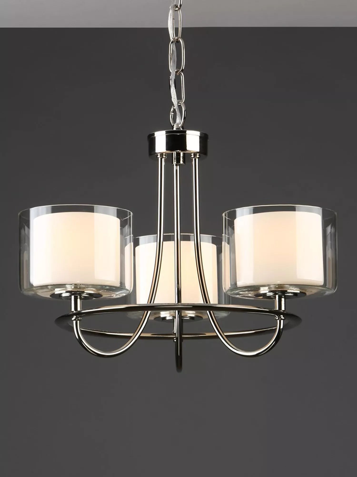 Laura Ashley Southwell 3 arm ceiling light polished nickel, UK version