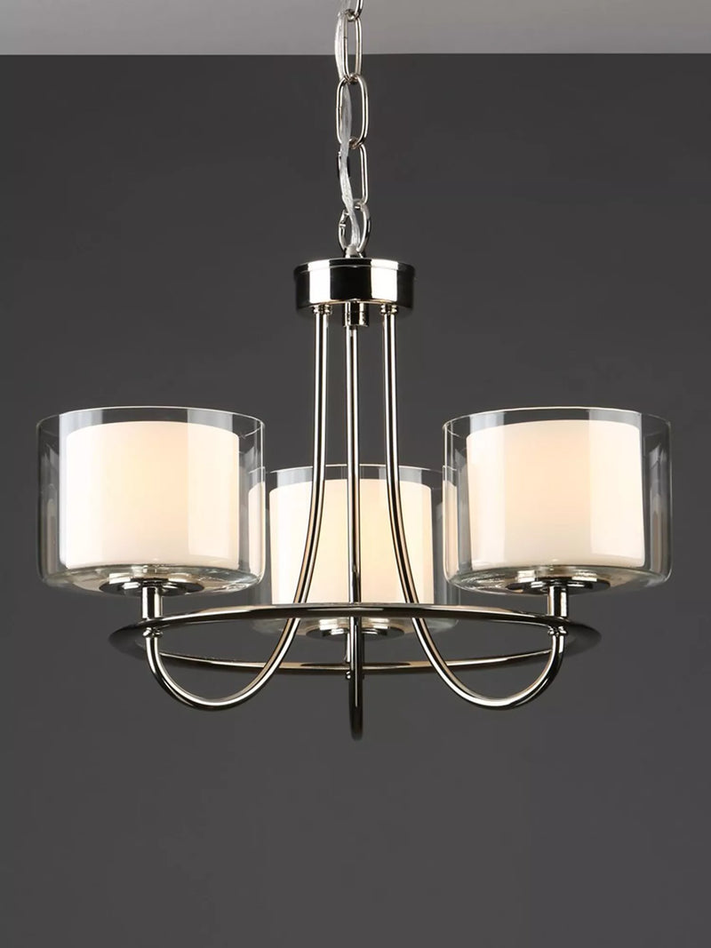 Laura Ashley Southwell 3 arm ceiling light polished nickel, UK version
