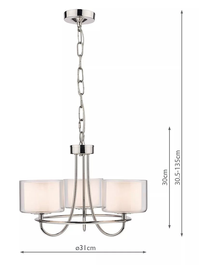Laura Ashley Southwell 3 arm ceiling light polished nickel, UK version