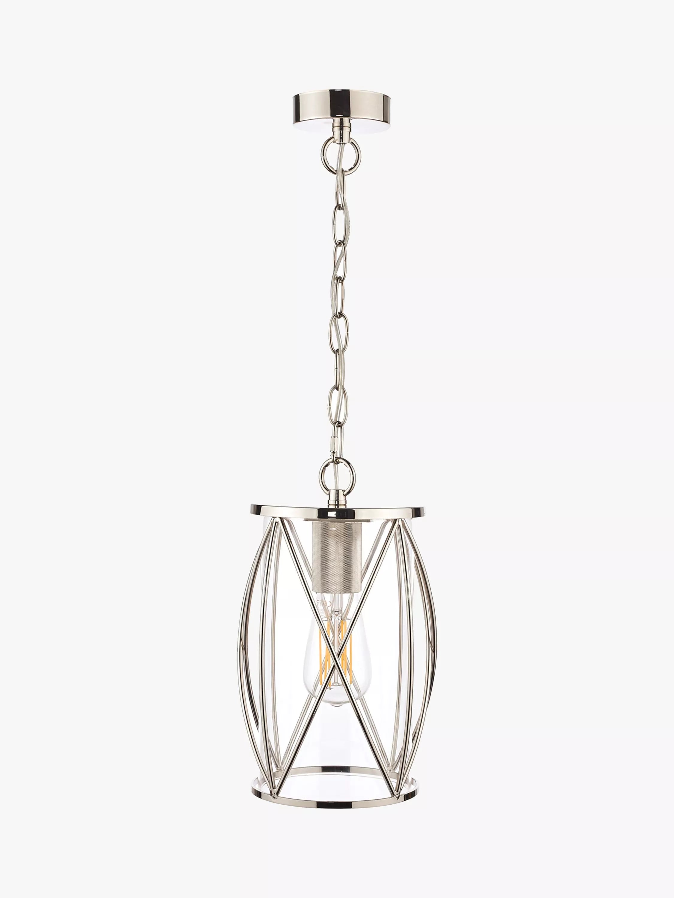 Laura Ashley glass pendant ceiling light with polished nickel finish, UK version