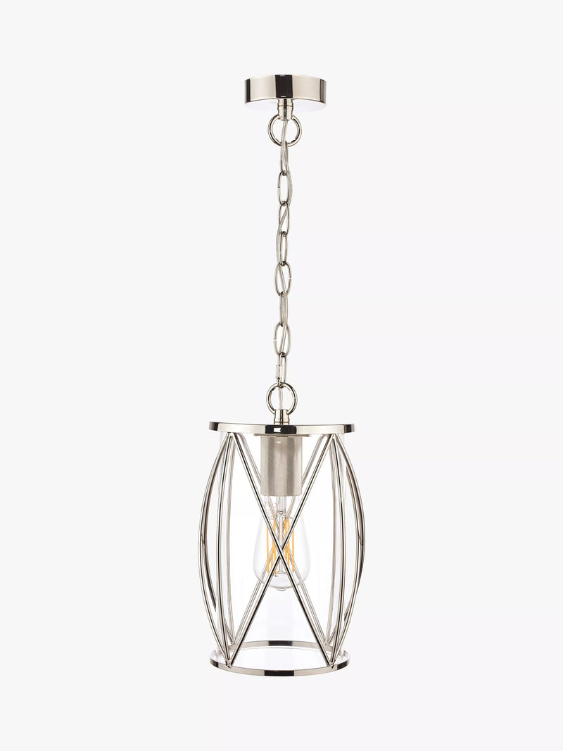 Laura Ashley glass pendant ceiling light with polished nickel finish, UK version