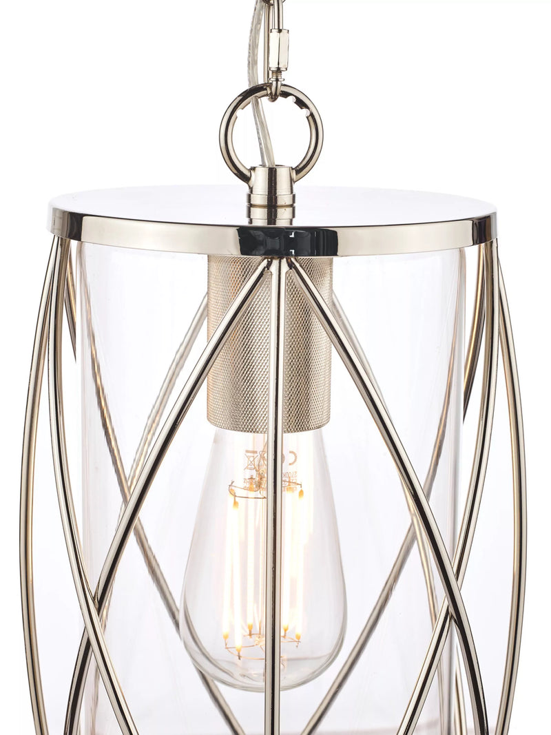 Laura Ashley glass pendant ceiling light with polished nickel finish, UK version