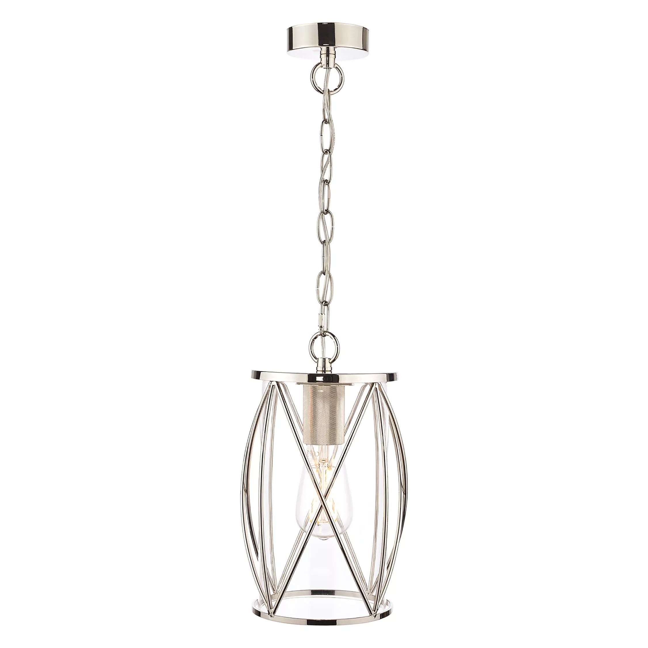 Laura Ashley glass pendant ceiling light with polished nickel finish, UK version
