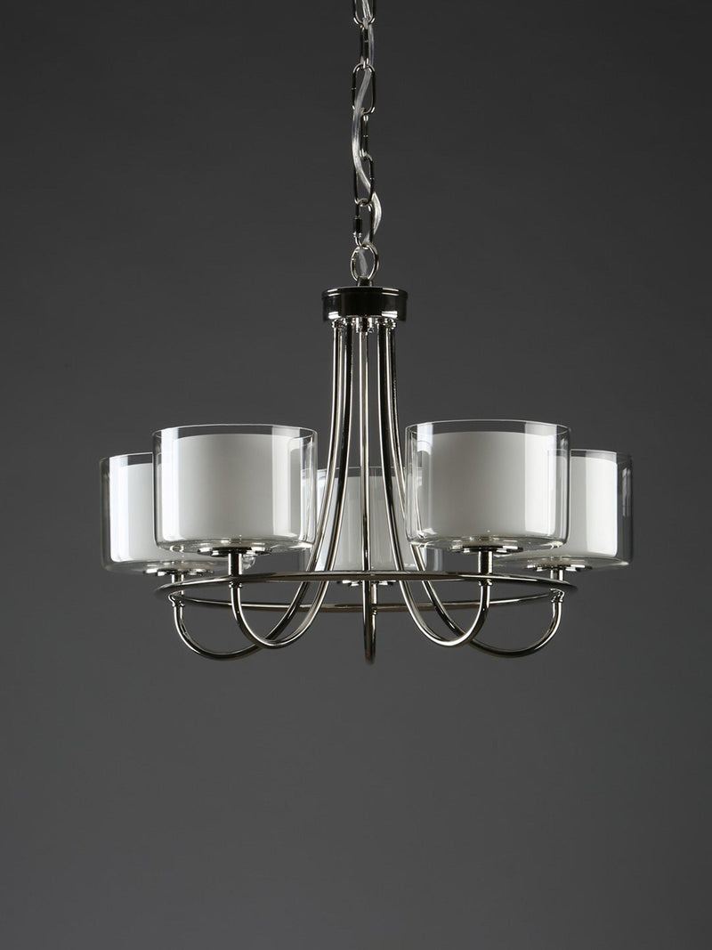 Laura Ashley 5 arm ceiling light polished nickel, UK version
