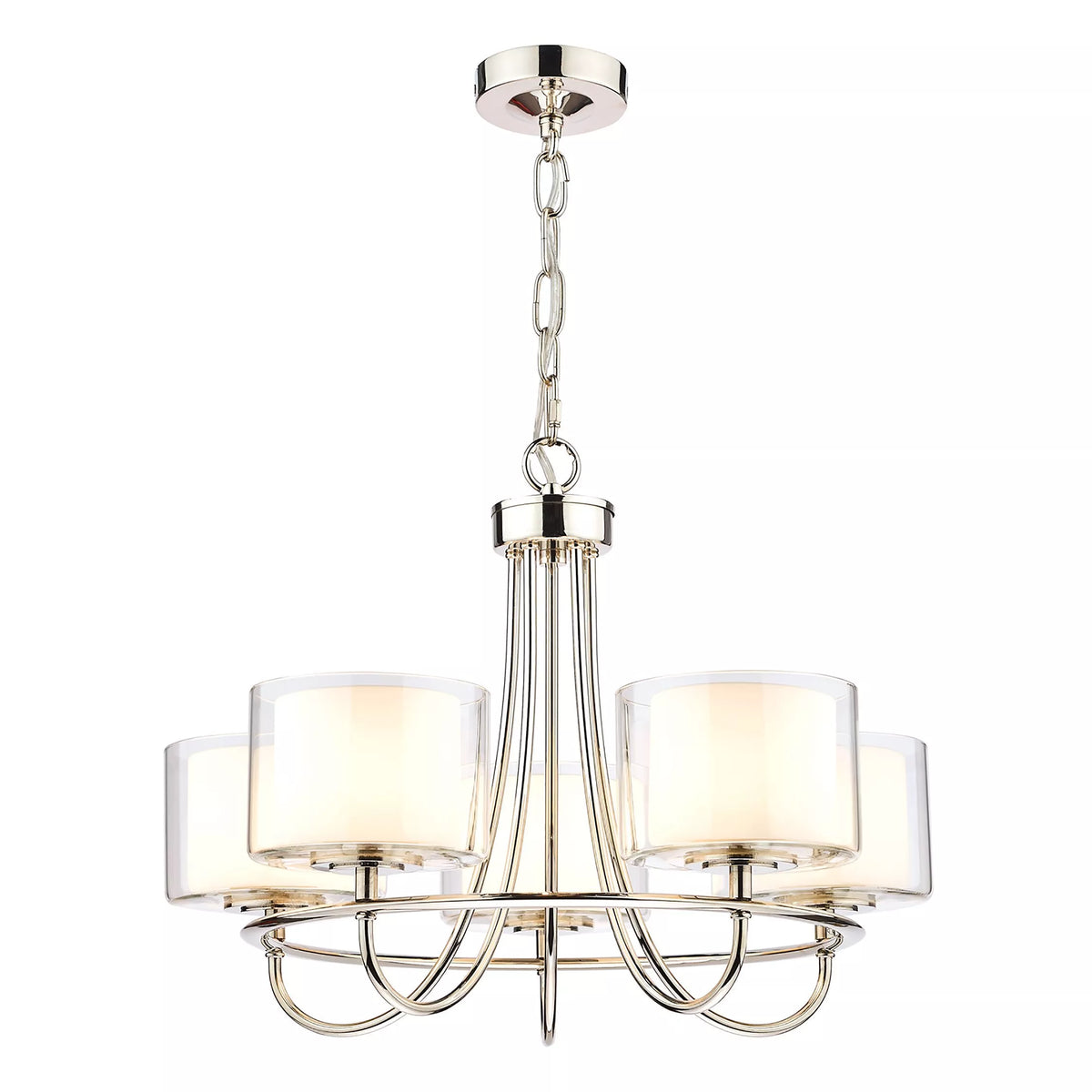Laura Ashley Southwell 5 Arm Ceiling Light, Polished Nickel