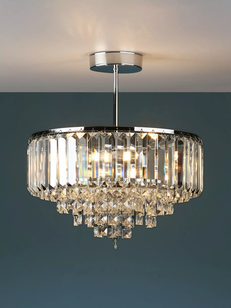 Laura Ashley Vienna Crystal Semi Flush Ceiling Light