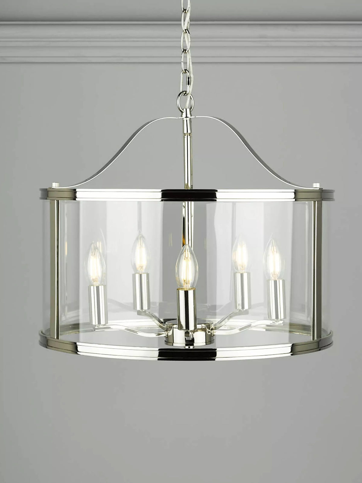 Laura Ashley Harrington 5 arm glass ceiling light polished nickel - British product