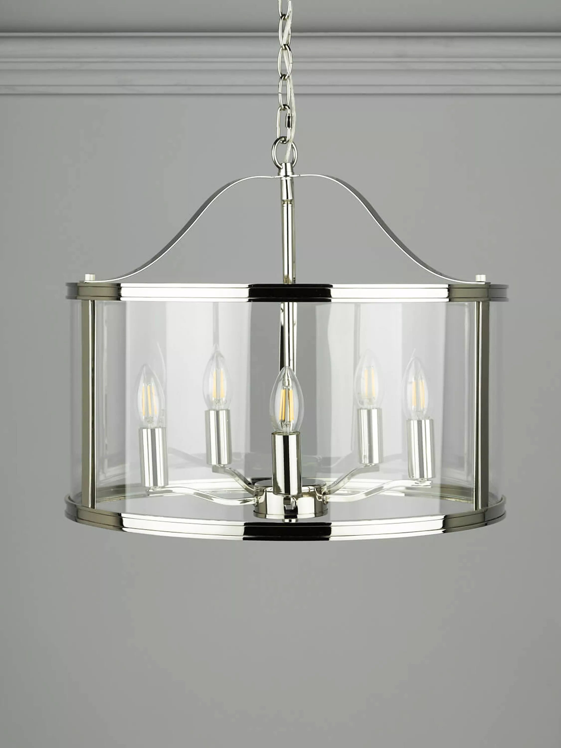 Laura Ashley Harrington 5 arm glass ceiling light polished nickel - British product