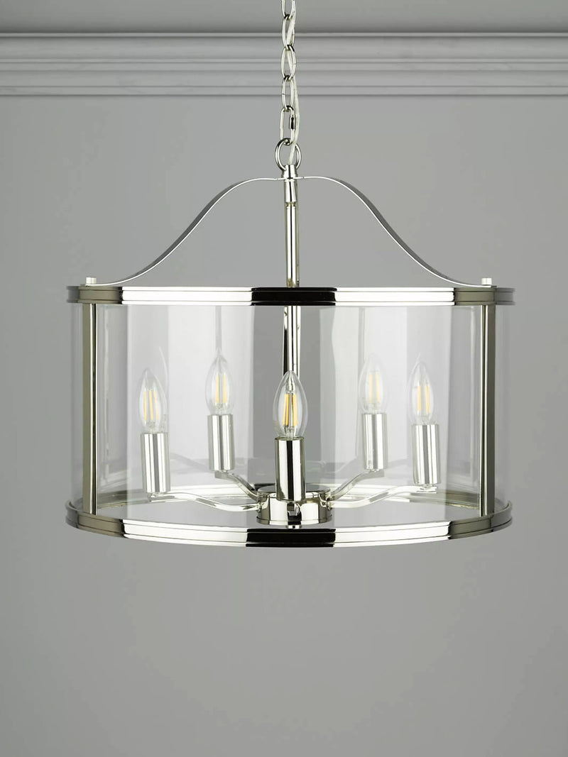 Laura Ashley Harrington 5 arm glass ceiling light polished nickel - British product