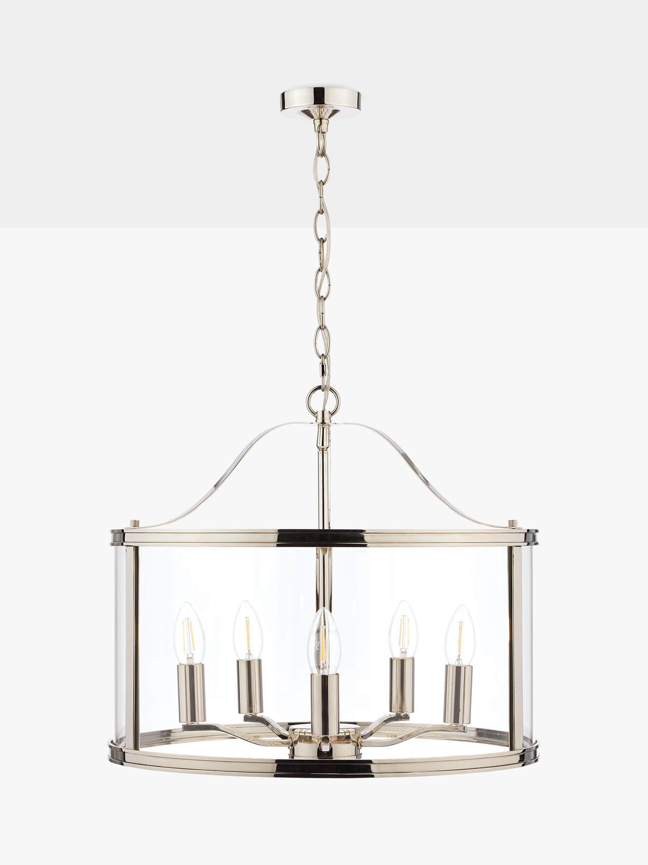Laura Ashley Harrington 5 arm glass ceiling light polished nickel - British product