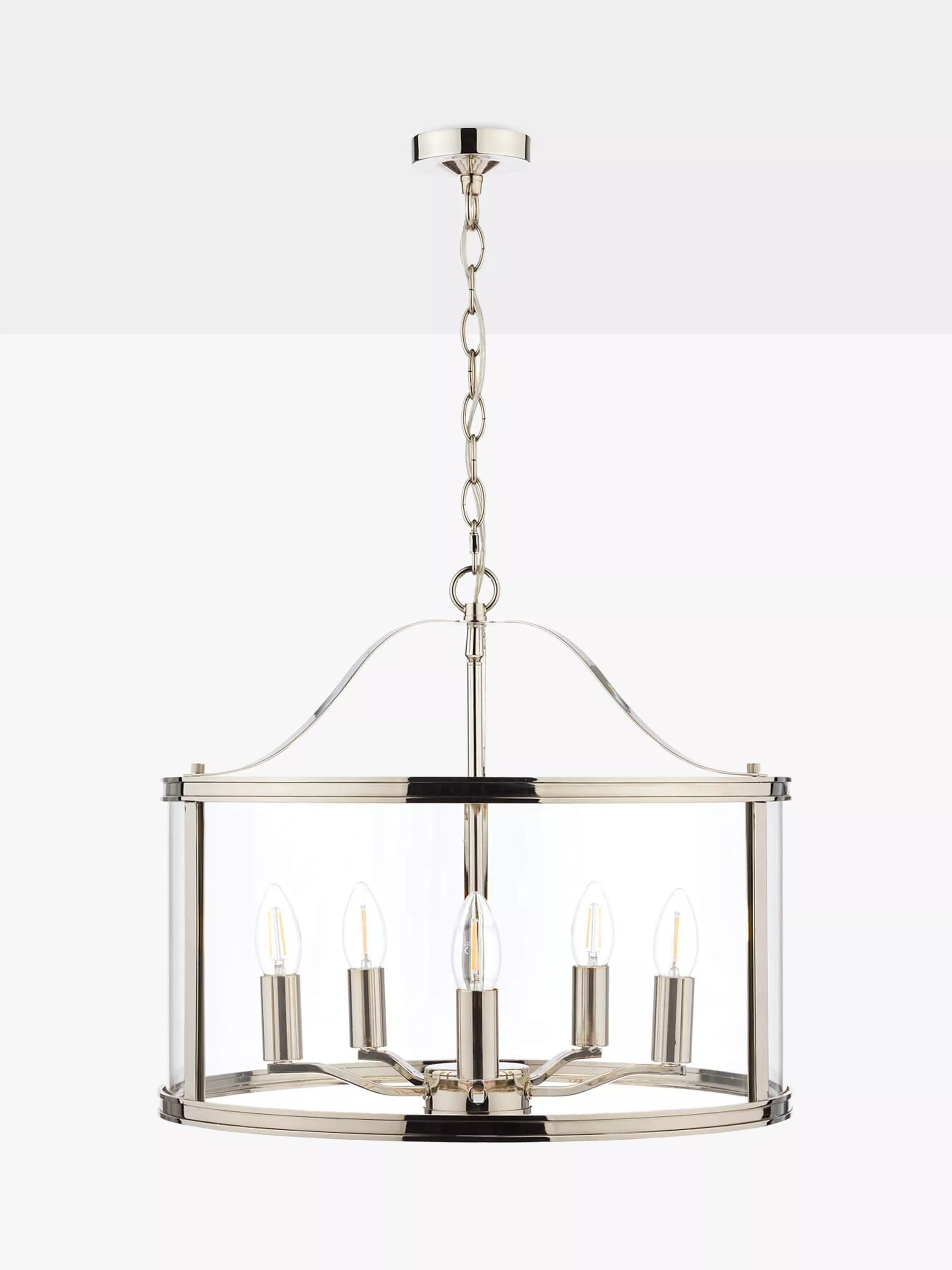 Laura Ashley Harrington 5 arm glass ceiling light polished nickel - British product