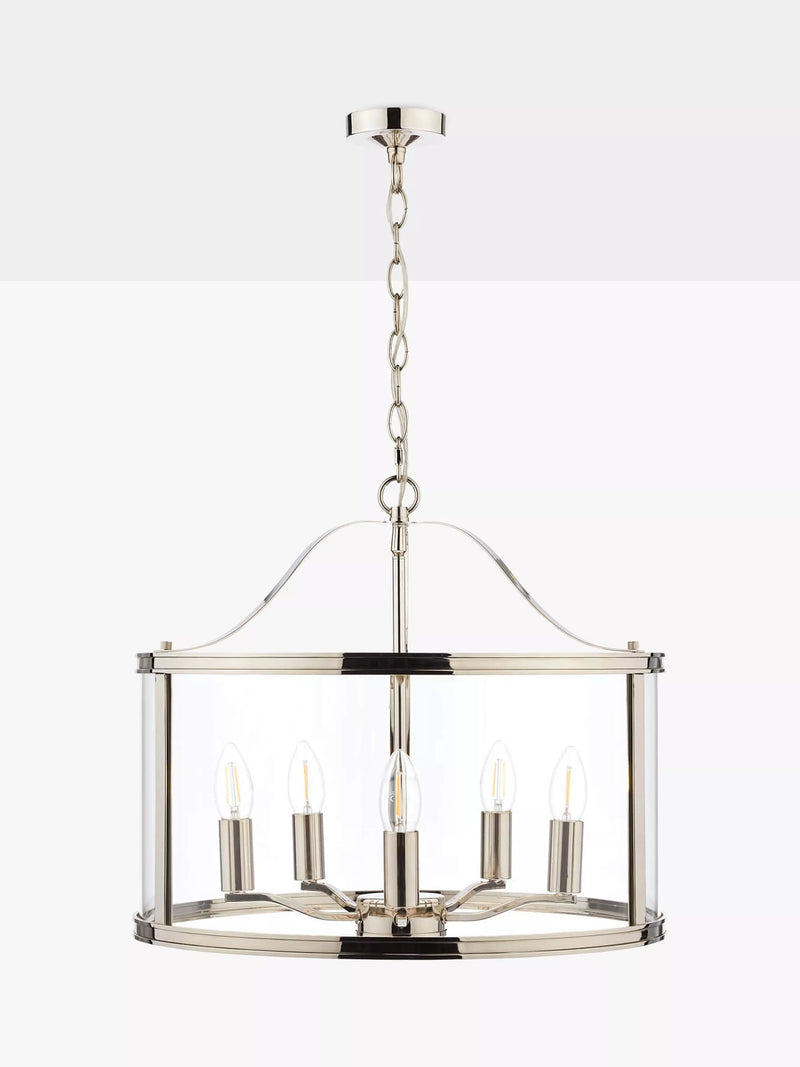 Laura Ashley Harrington 5 arm glass ceiling light polished nickel - British product