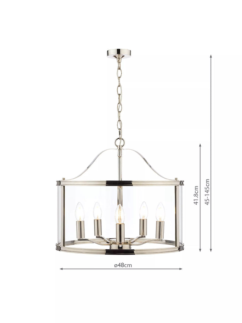 Laura Ashley Harrington 5 arm glass ceiling light polished nickel - British product